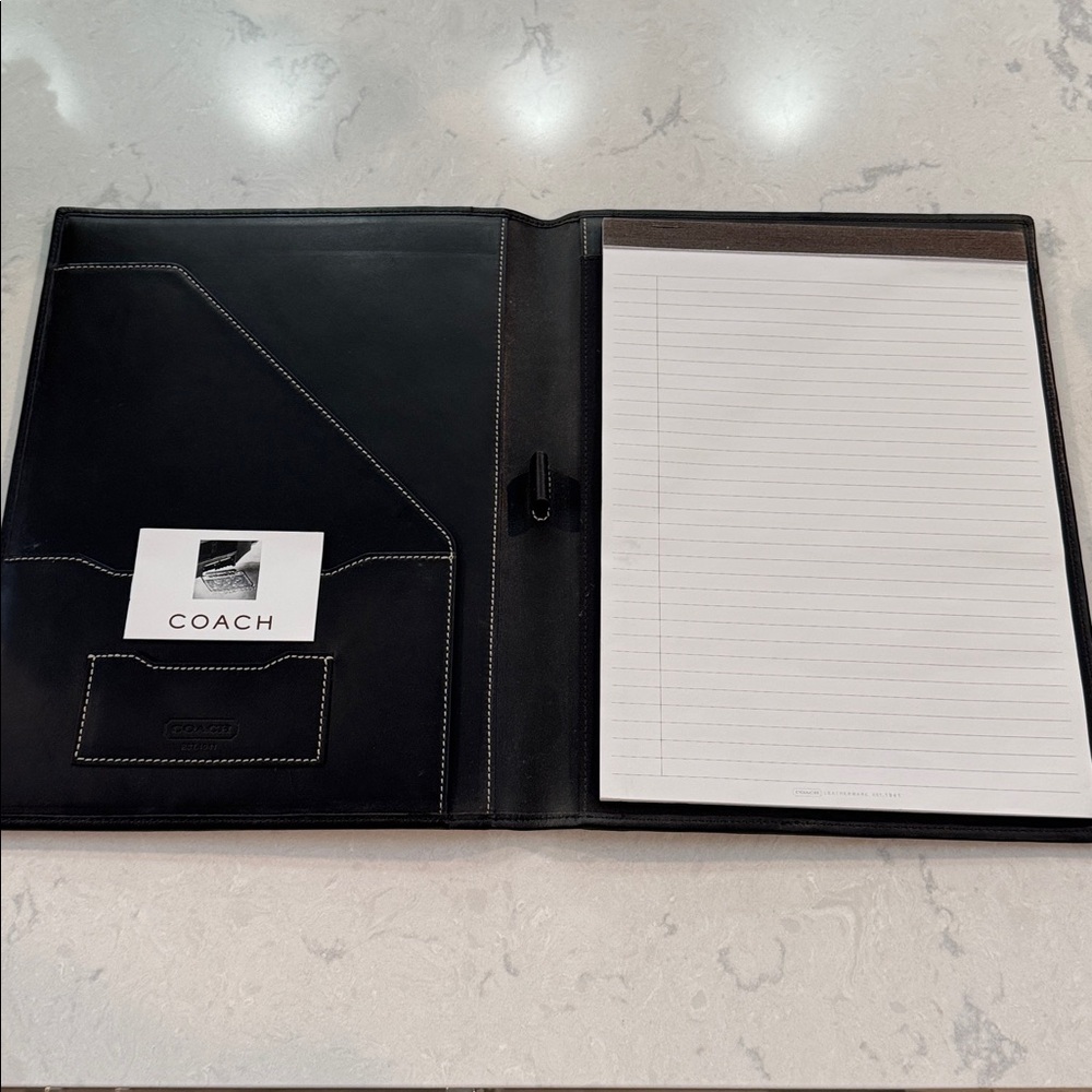 Coach Black Leather Notebook with Contrast Stitching - Picture 2 of 3